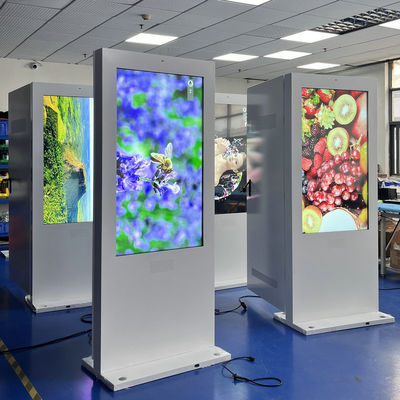 kopen 55 inch waterdichte digitale reclamezuil voor buiten met 10-punts capacitieve aanraakfunctionaliteit en 50000 uur levensduur LCD-scherm online vervaardiging
