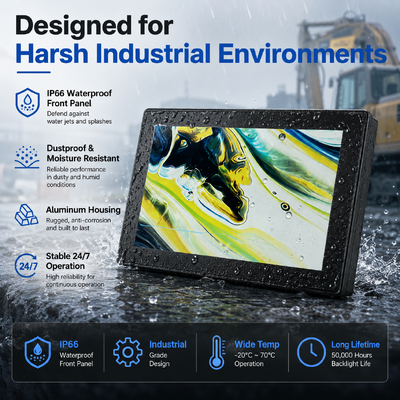 10,1 inch industriële waterdichte touchmonitor IP66 HDMI-display 1000-2000 neten capacitief touchscreen OEM ODM