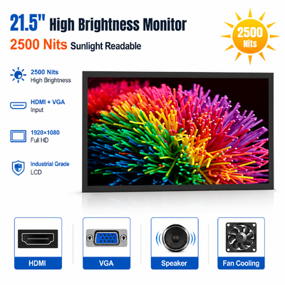 21.5 inch 2500 Nits Hoge helderheid LCD Monitor Zonlicht leesbaar Industrial Display HDMI VGA Open Frame Monitor